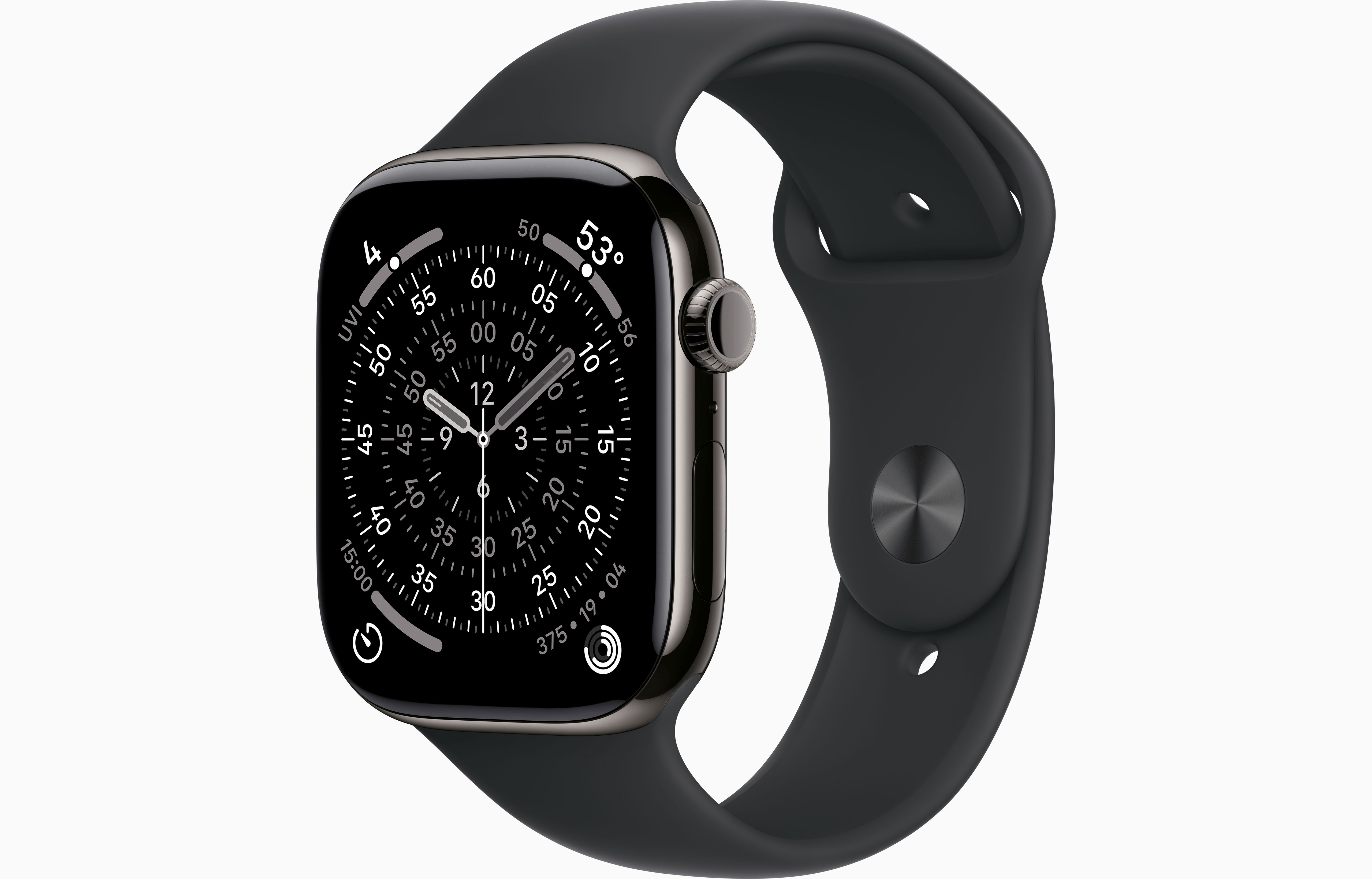 APPLE WATCH SERIES 11 GPS + CELLULAR 46MM SLATE TITANIUM CASE WITH BLACK SPORT BAND ML MFD24