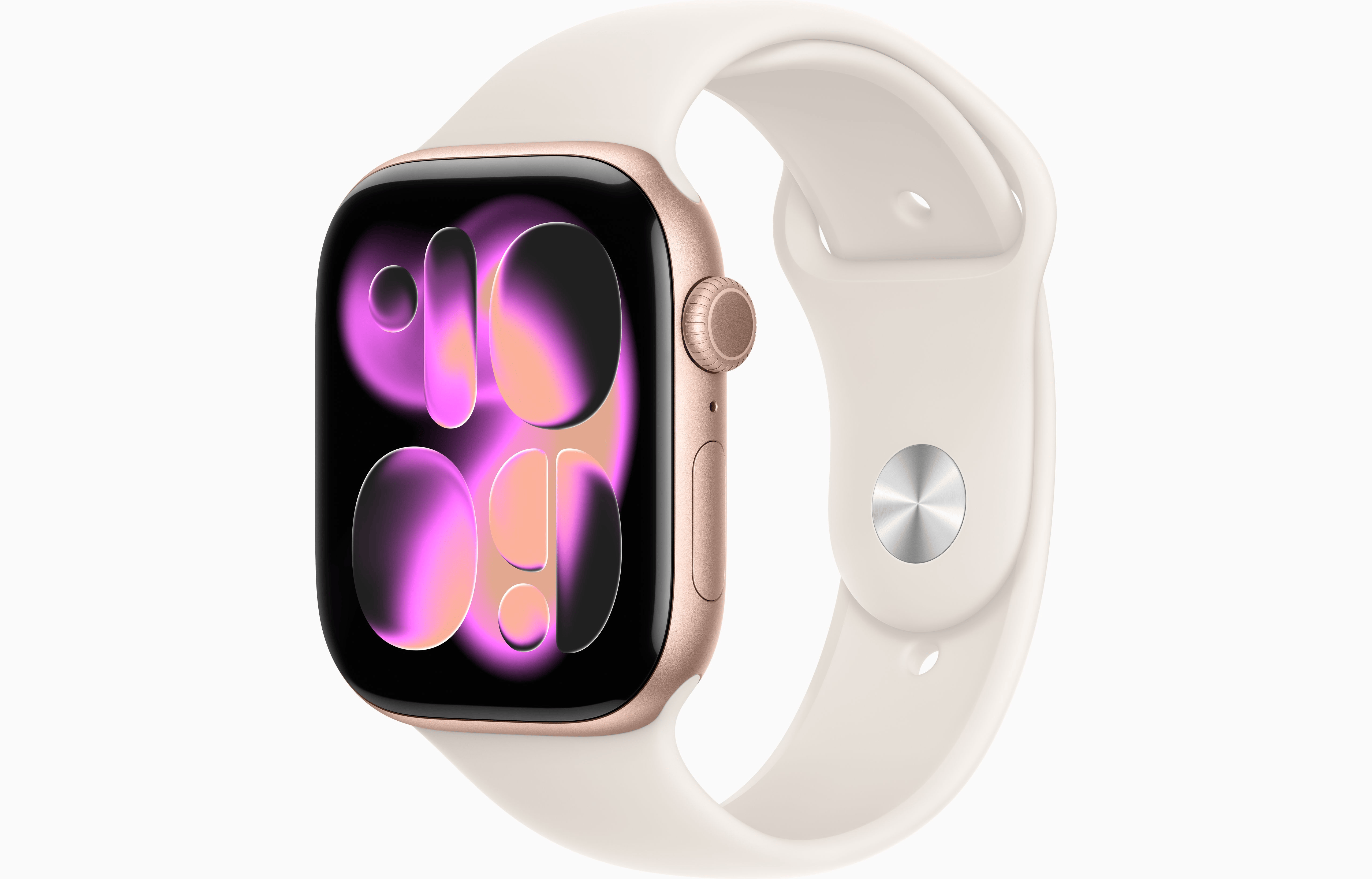 APPLE WATCH SERIES 11 GPS 46MM ROSE GOLD ALUMINIUM CASE WITH STARLIGHT SPORT BAND M-L MEWA4