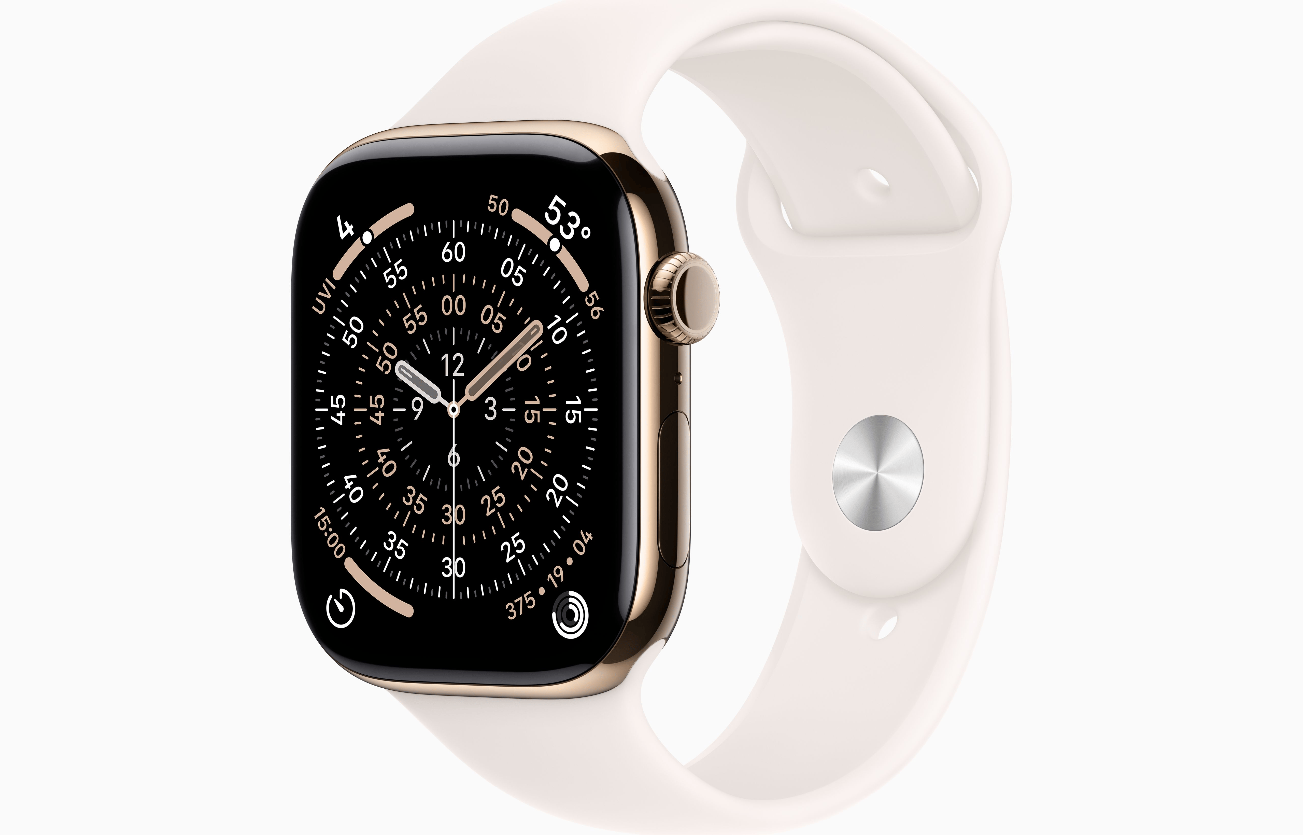 APPLE WATCH SERIES 11 GPS+ CELLULAR 46MM GOLD TITANIUM CASE WITH LIGHT BLUSH SPORT BAND ML MFD64