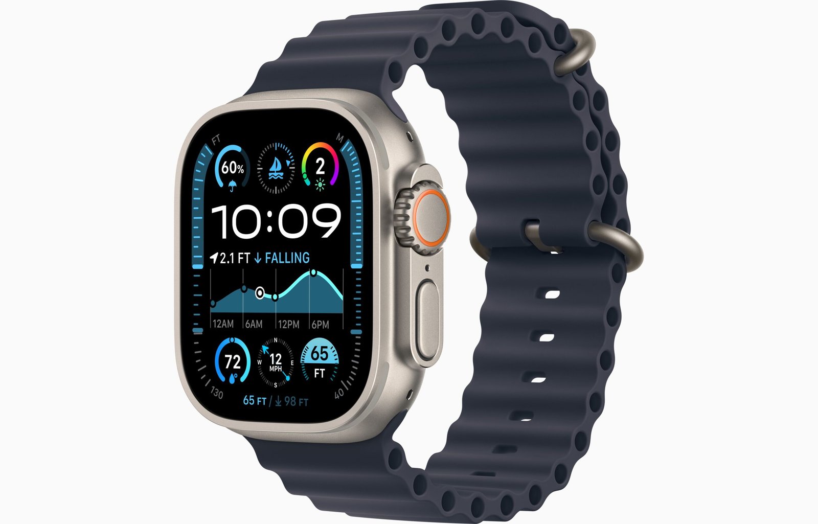 APPLE WATCH ULTRA 2 49MM (2024) GPS + CELLULAR NATURAL TITANIUM CASE WITH NAVY OCEAN BAND MX4D3