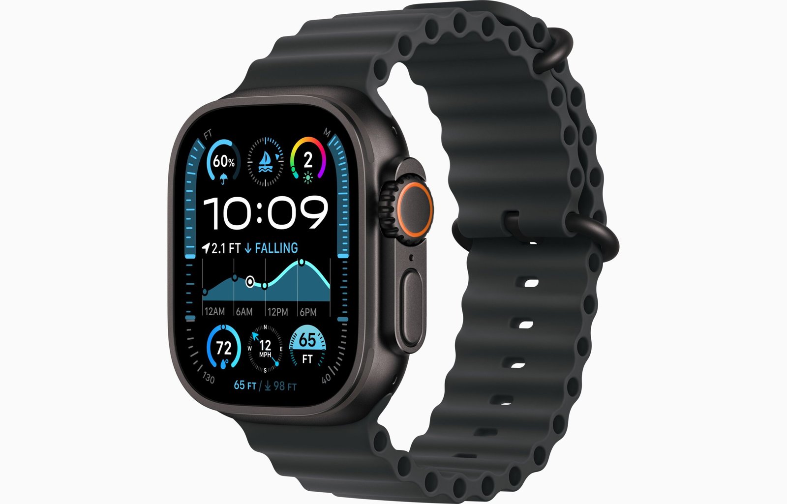 Apple Watch Ultra 2 49mm GPS + Cellular - Black Titanium with Black Ocean Band MX4P3