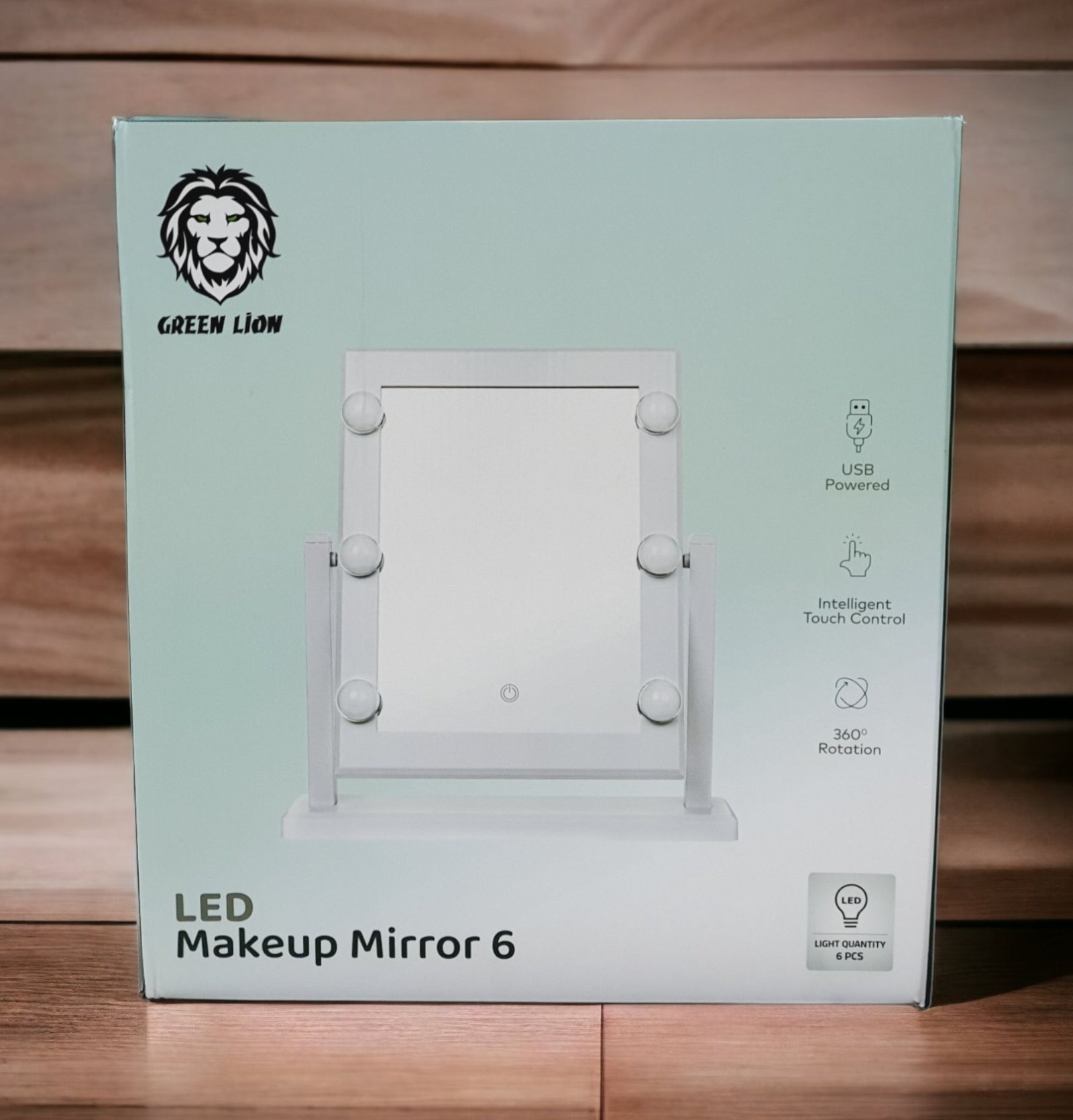 GREEN LION BRIGHTENING 6 LED MAKEUP MIRROR WHITE GNBR6LEDMIRWH thumbnail 2