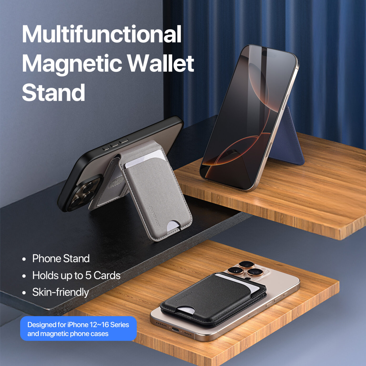 DUXDUCIS NEVA SERIES MAGNETIC WALLET STAND BLACK NEVA0001-CP thumbnail 2