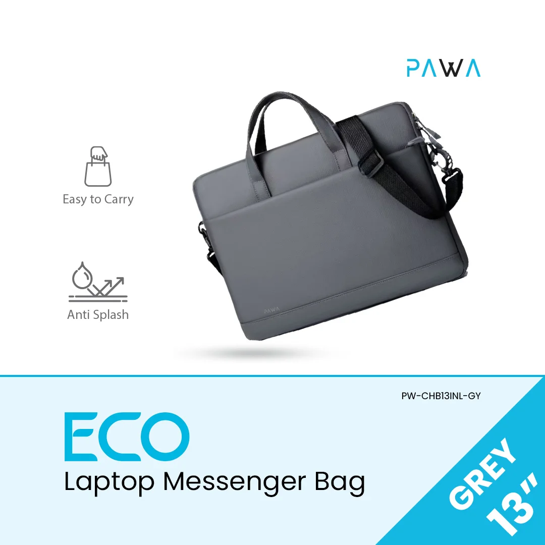 PAWA ECO LAPTOP MESSENGER BAG 13 INCH GREY PW-CHB13INL-GY thumbnail 2