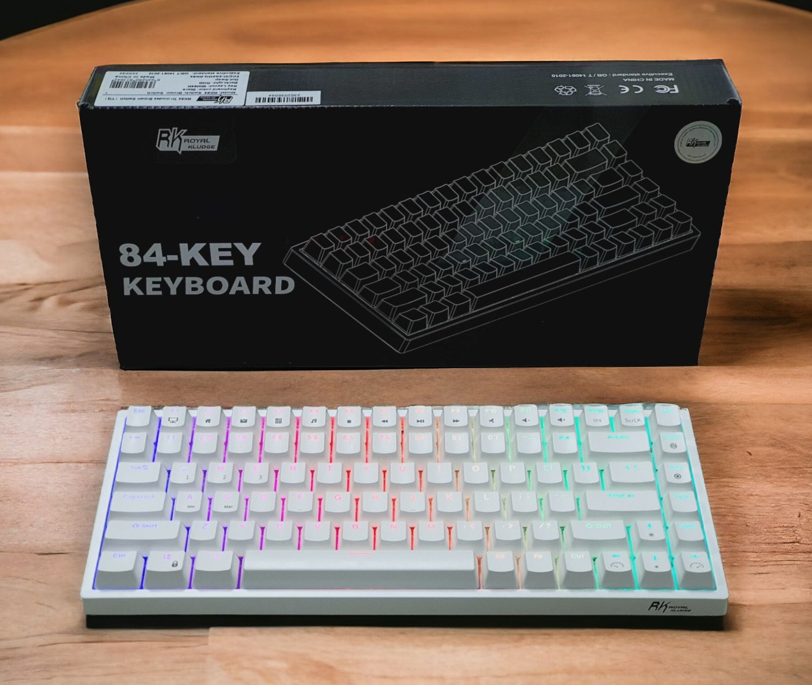 ROYAL KLUDGE GAMING KEYBOARD RGB TRI MODE HOT PLUG BLUE SWITCH WHITE RK84 thumbnail 2