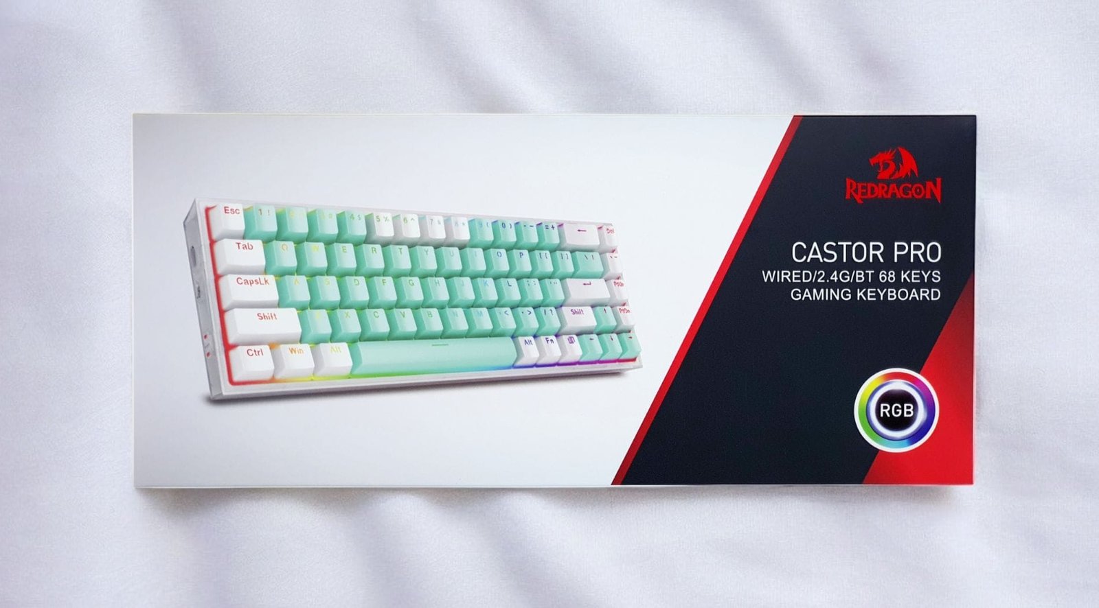 REDRAGON CASTOR PRO WIRED 2.4G BT 68KEYS RGB GAMING KEYBOARD K631RGB-PRO-GW thumbnail 2
