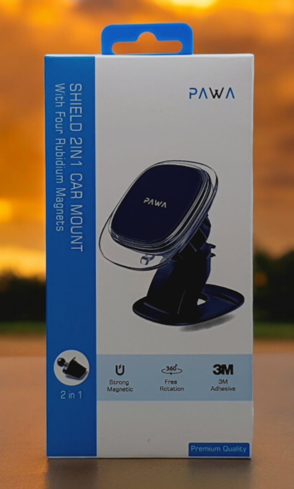 PAWA SHIELD 2 IN 1 CAR MOUNT WITH FOUR RUBIDIUM MAGNET BLACK