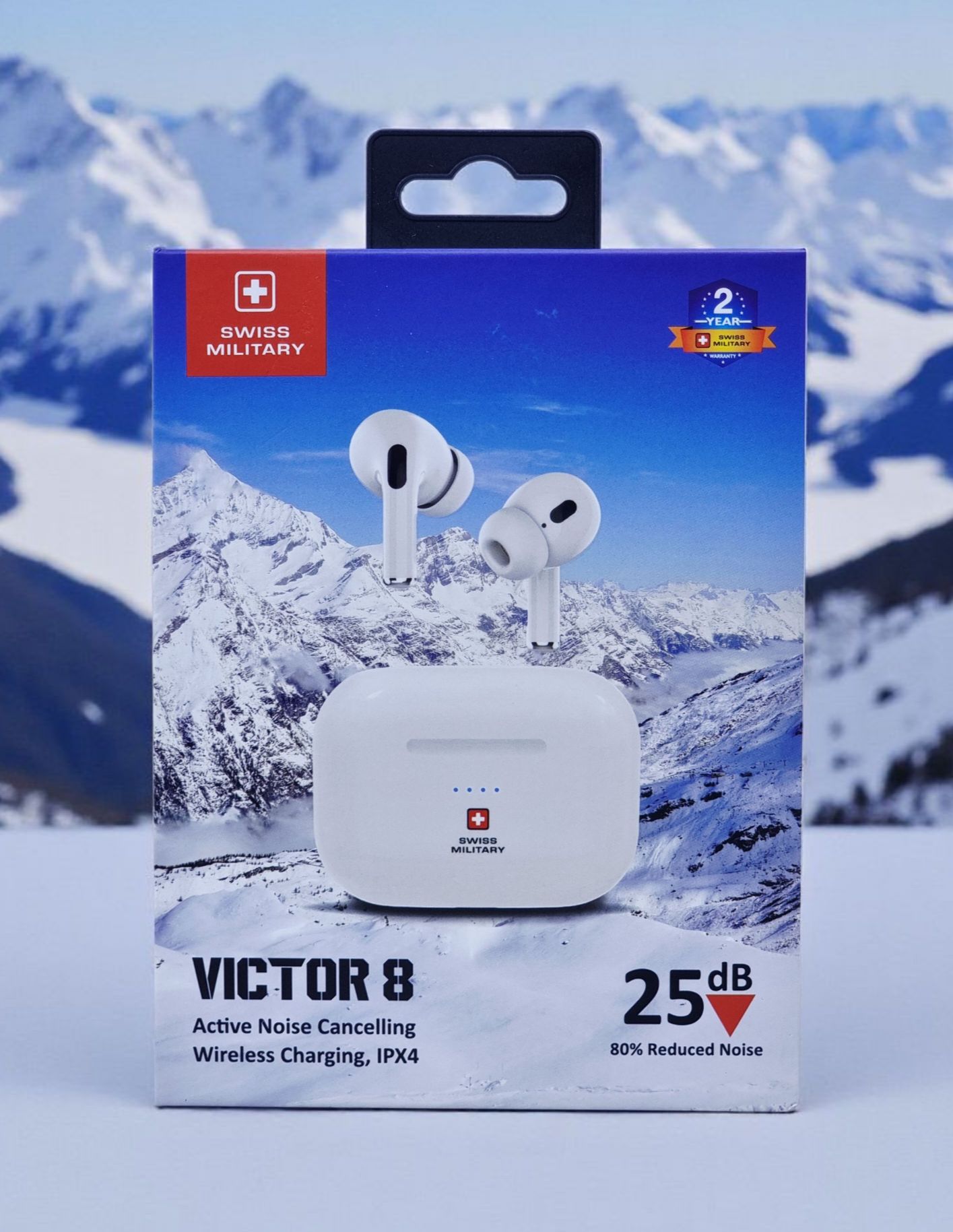 SWISS MILITARY VICTOR 8 ACTIVE NOISE CANCELLING WIRELESS CHARGING IPX4 WHITE SM-VICTOR8-ANC-WL-WHI
