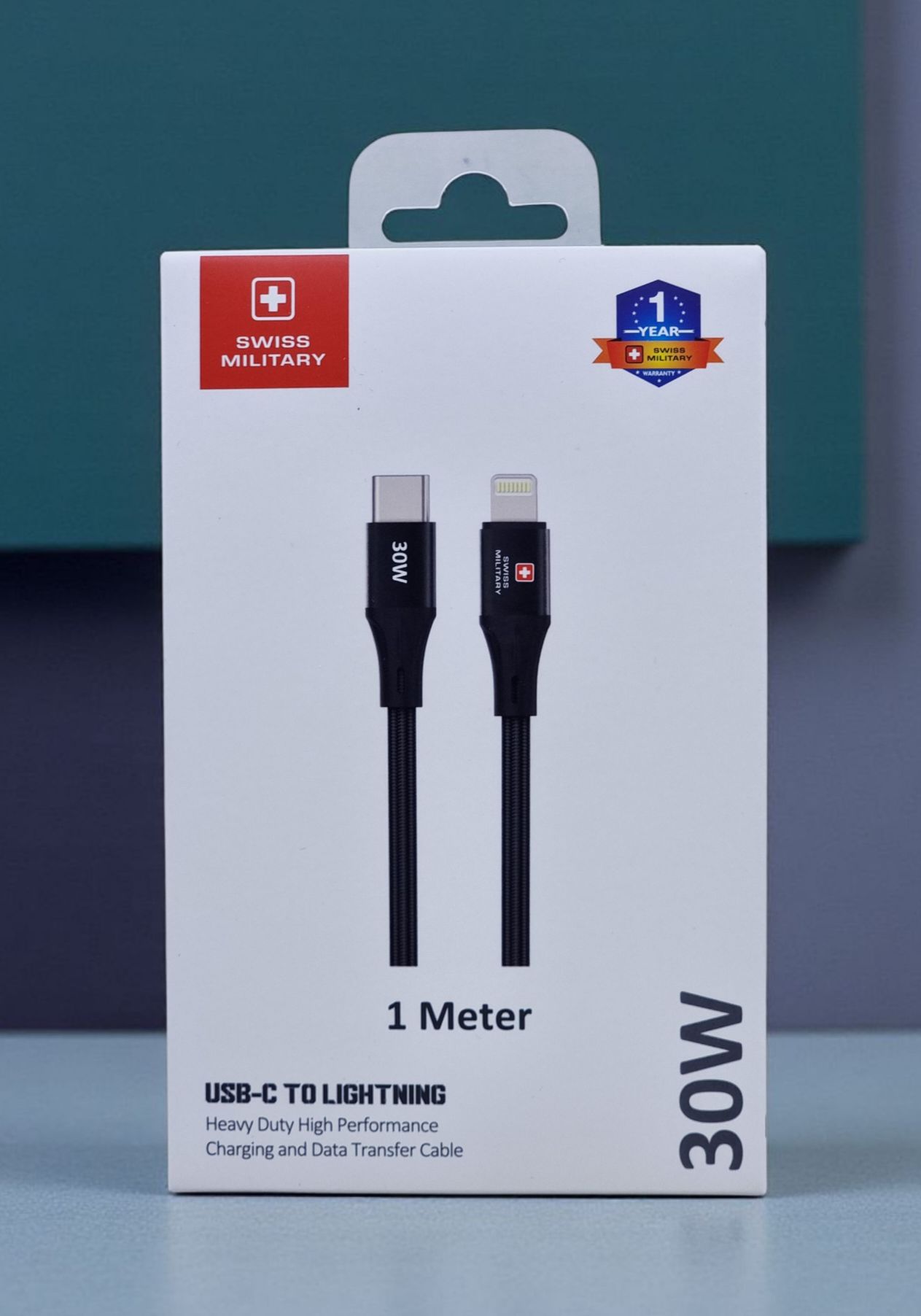 SWISS MILITARY USB-C TO LIGHTNING 30W CABLE 1M BLACK SM-CB-CL30W-1M-BLK