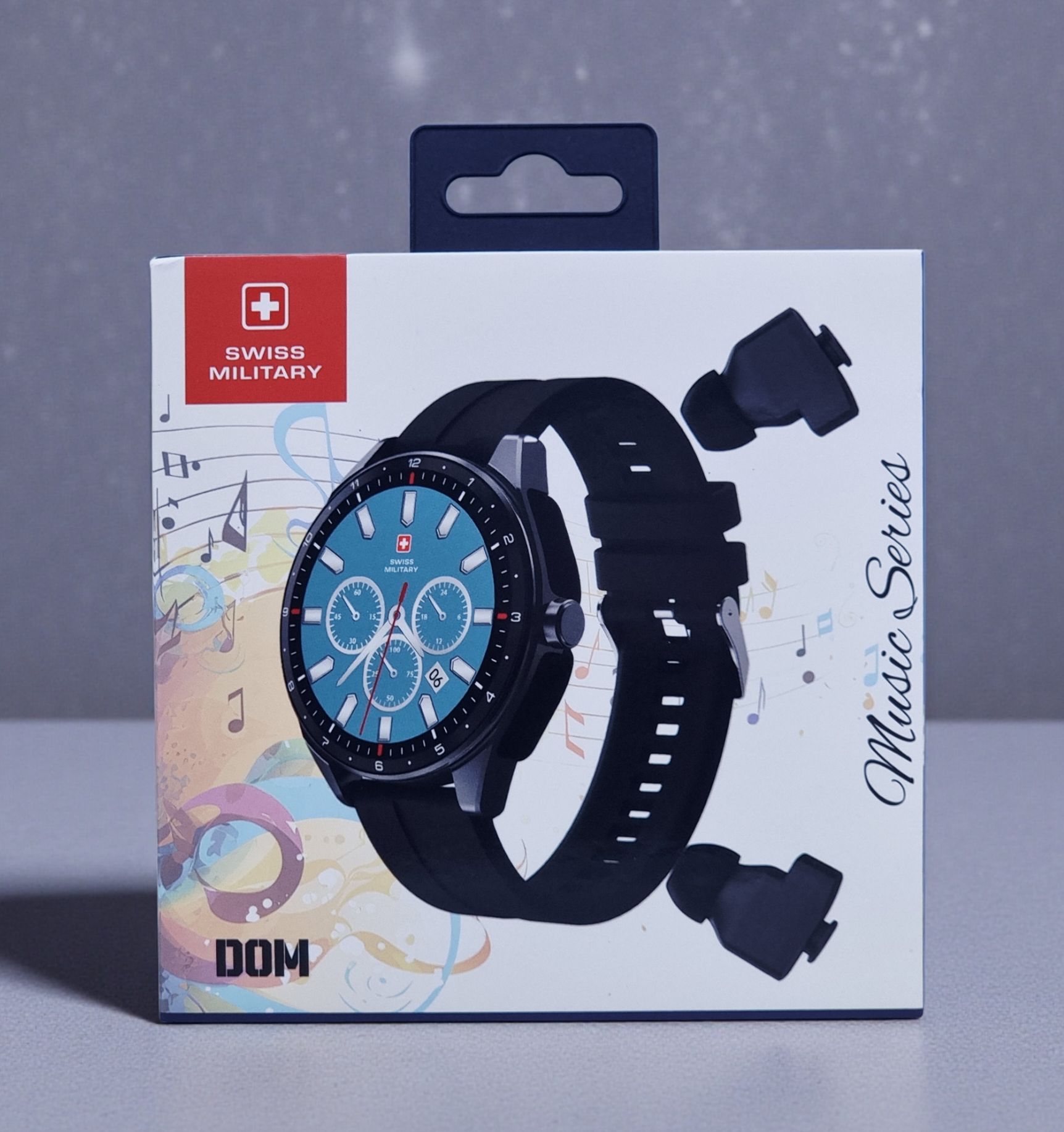 SWISS MILITARY DOM MUSIC SERIES SILICON STRAP WATCH BLACK SM-WCH-DOM-MUS1-GUNMF-BLKSS
