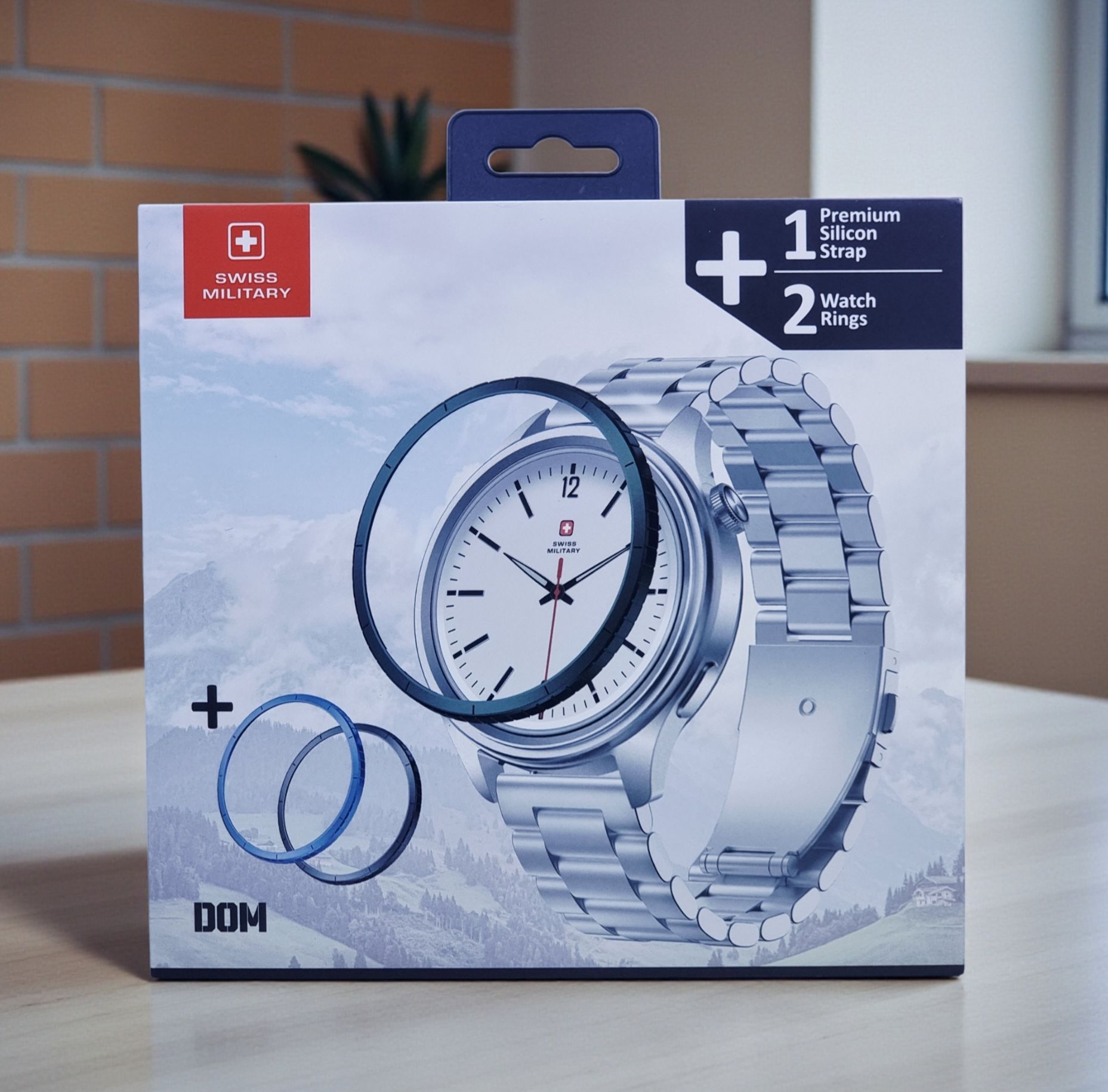 SWISS MILITARY DOM 8 WATCH WITH 1 PREMIUM SILICON STRAP 2 WATCH RING GREEN SM-WCH-DOM8-SILF-GRN-RING-STLS