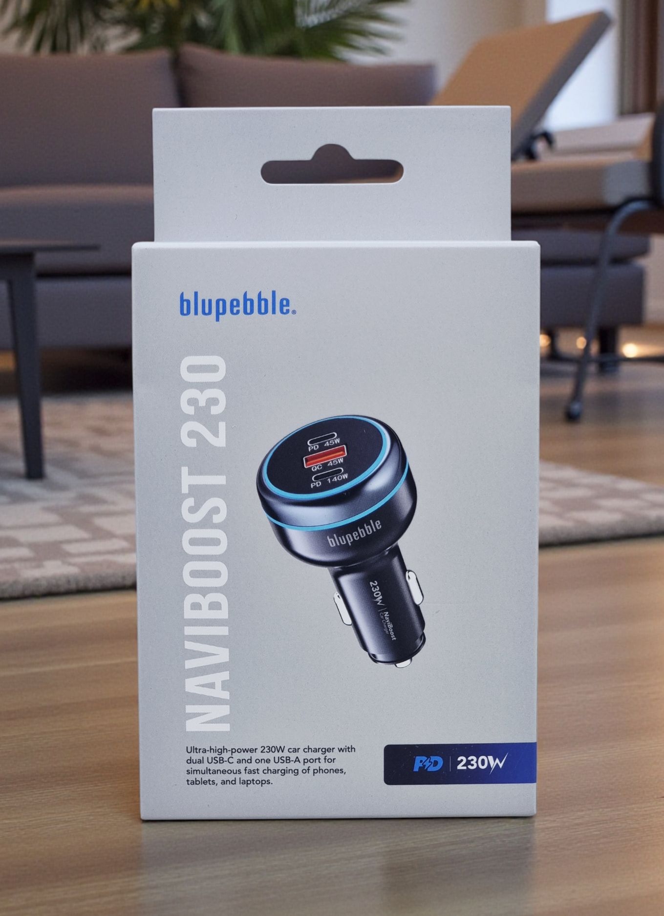 BLUPEBBLE NAVIBOOST PD 230W CAR CHARGER GRAY BP-CC230-GY