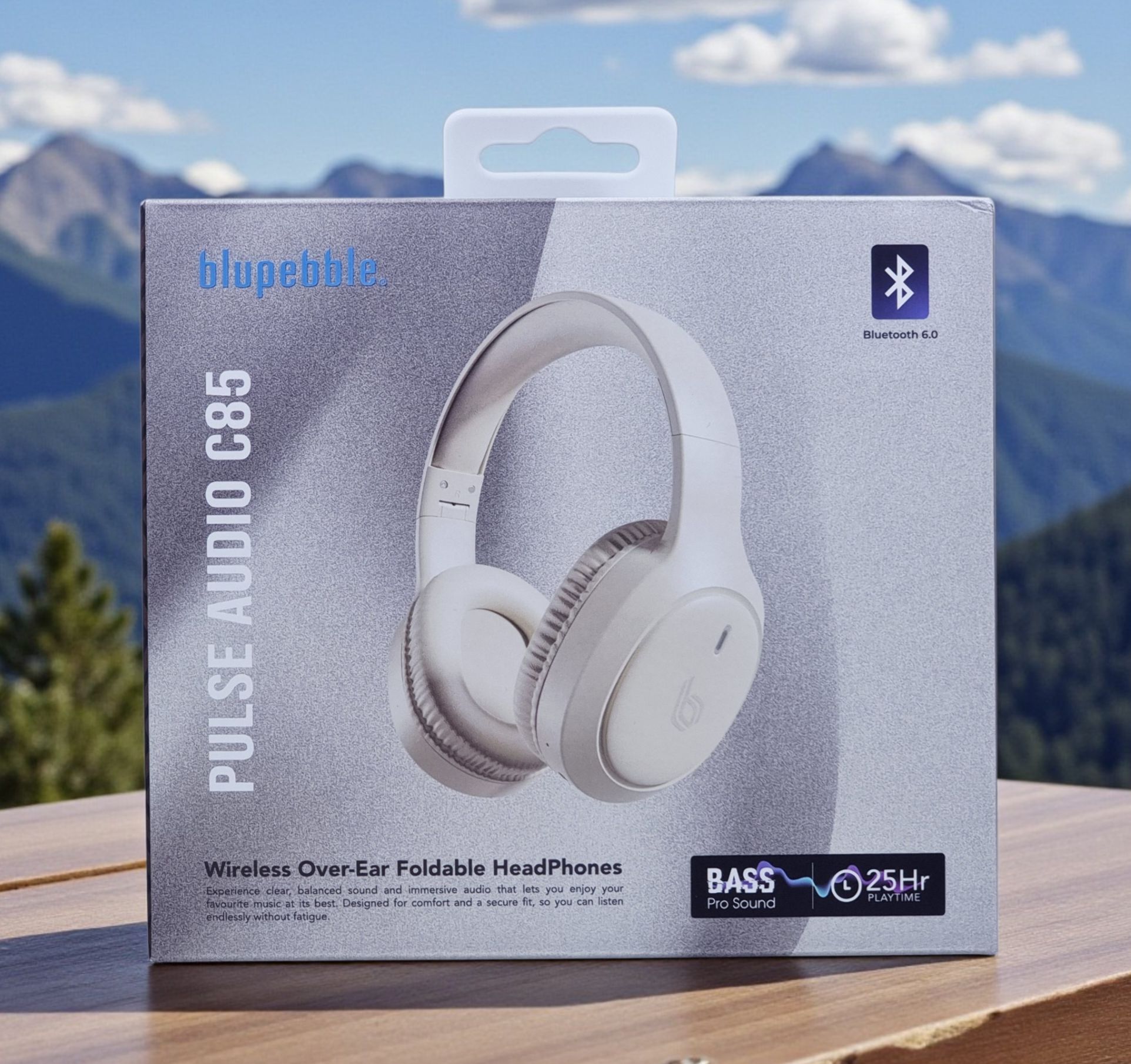 BLUPEBBLE OVER EAR FOLDABLE DIGITAL HYBRID NOISE CANCELLING HEADPHONES C85 STONE BP-PAC85-STN