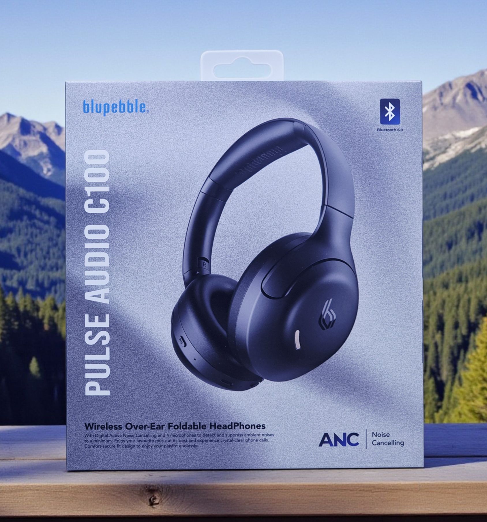 BLUPEBBLE OVER EAR FOLDABLE DIGITAL HYBRID ANC HEADPHONES C100 BLACK BP-PAC100ANC-BK