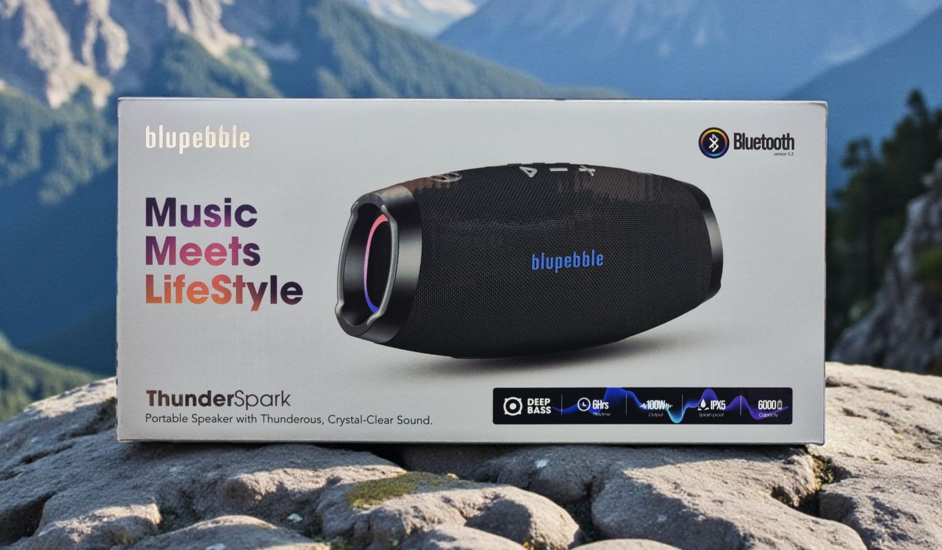 BLUPEBBLE THUNDERSPARK PORTABLE WIRELESS SPEAKER BLACK BP-TNDRSPRK-BK