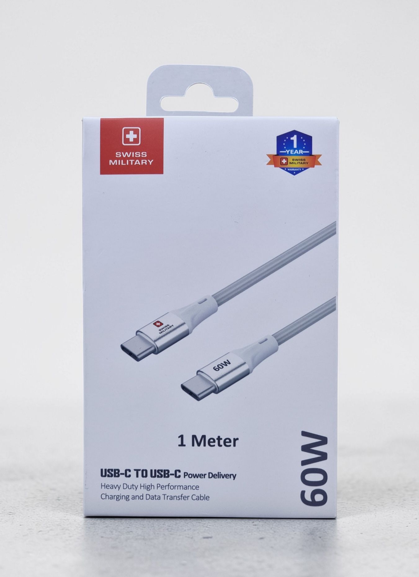 SWISS MILITARY USB C TO USB C POWER DELIVERY 60W 1M WHITE SM-CB-CC60W-1M-WHI