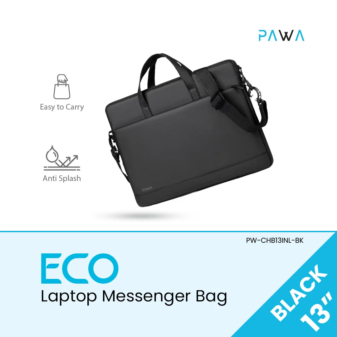 PAWA ECO LAPTOP MESSENGER BAG 13 INCH BLACK PW-CHB13INL-BK thumbnail 4