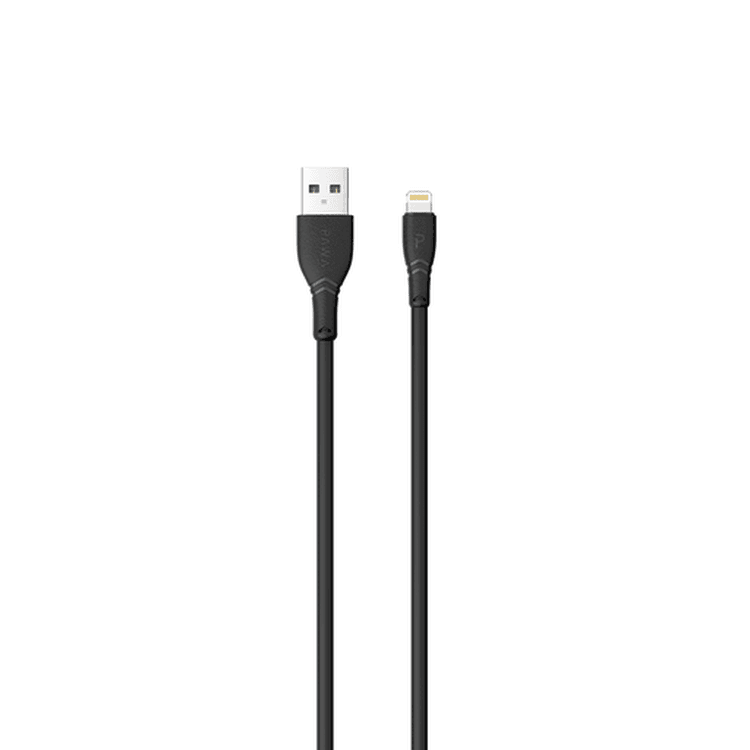 PAWA 2.4A QUICK CHARGING 1.2M DATA CABLE LIGHTNING BLACK PW-12PVCATOL-BK