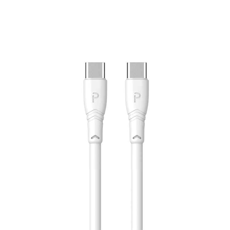 PAWA 60W QUICK CHARGING 1.2M DATA CABLE USB C-TYPE C WHITE PW-12PVCCTOC-WH