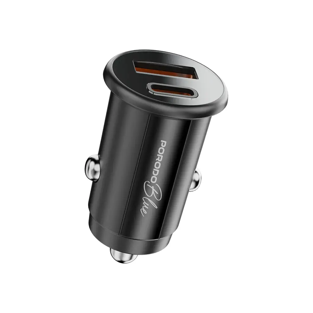 PORODO BLUE DULA PORT 30W CAR CHARGER WITH USB C TO LIGHTNING CABLE BLACK PB-FWCH037-BK-L