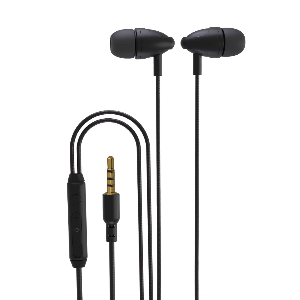 PORODO BLUE STEREO EARPHONES WITH AUX CONNECTOR 3.5MM BLACK PB-STINEP-BK