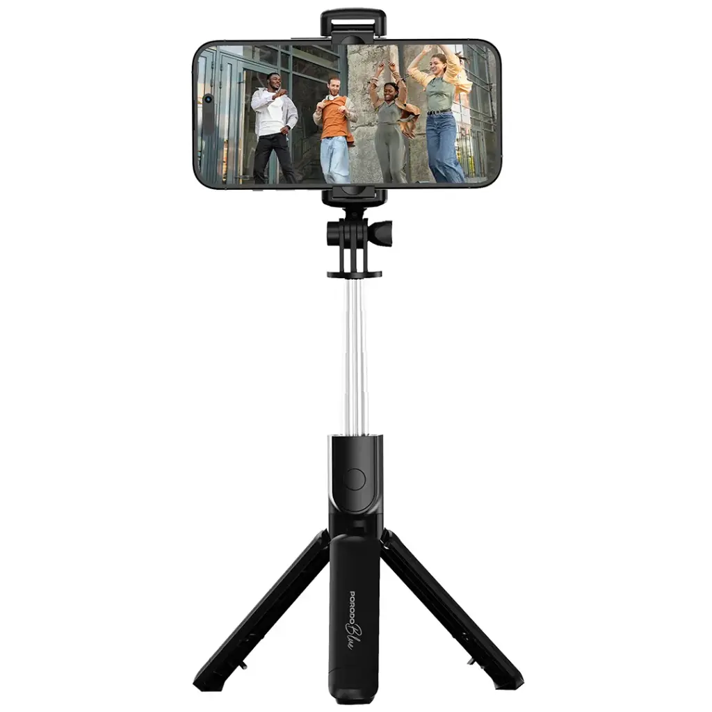 PORODO BLUE FLEXI TRIPOD SELFIE STICK WITH FOLDABLE TRIPOD BLACK PBS03SSTBK