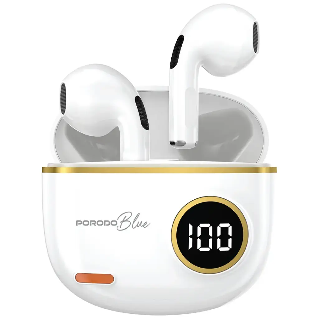 PORODO BLUE POP TUNE TRUE WIRELESS DEEP BASS EARBUDS WHITE PBSTS190WH