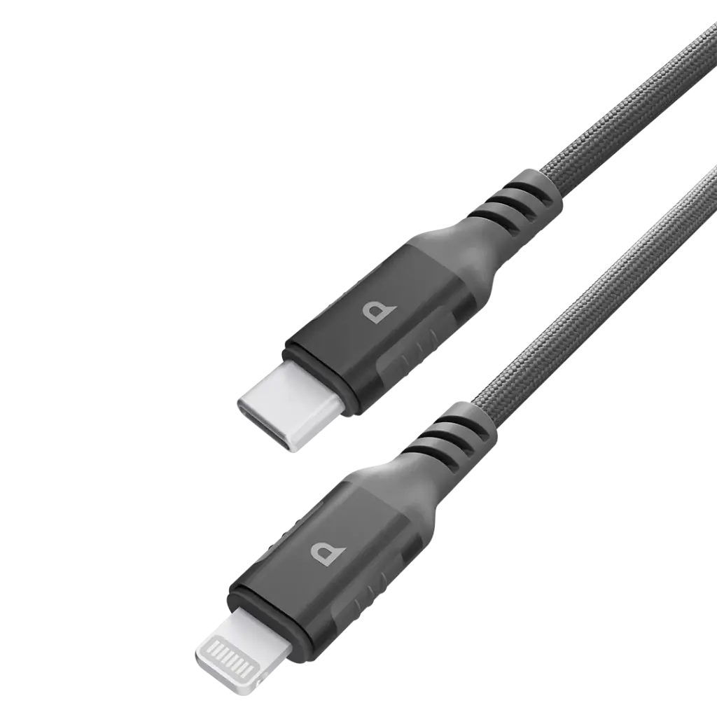 POWEROLOGY POWER SYNC WEAVE USB C TO LIGHTNING CABLE 1.2M GRAY PCAB018GY