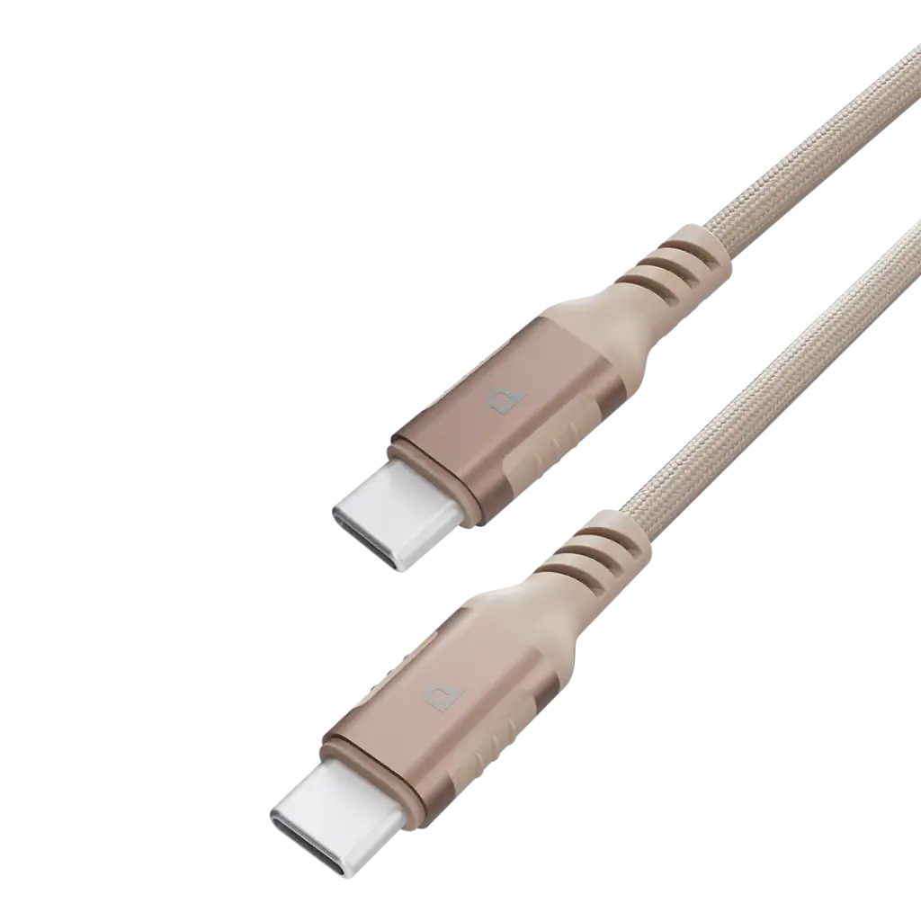 POWEROLOGY POWER SYNC WEAVE USB TO USB C CABLE 1.2M DESERT TITANIUM PCAB020DT