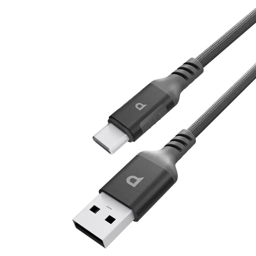 POWEROLOGY POWER SYNC WEAVE USB A TO USB C CABLE 1.2M GRAY PCAB021GY