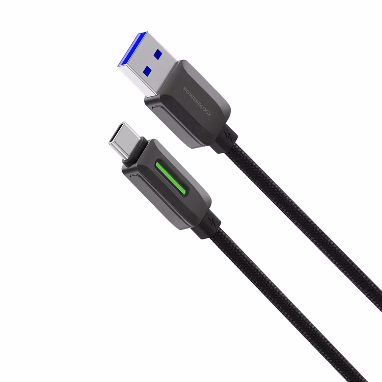 POWEROLOGY 12W BRAIDED USB A TO USB C CABLE BLACK PCABXGH122BK