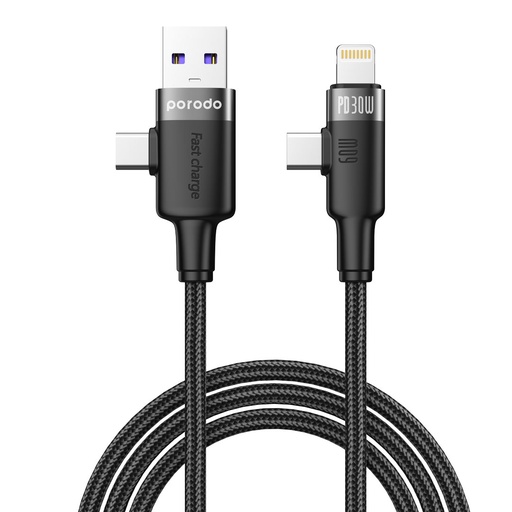 PORODO DUAL CONNECTOR UNIVERSAL CABLE 1.2M PD-AC2CLC-BK