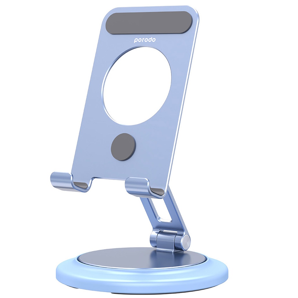 PORODO 360 DEGREE MOBILE AND TABLET STANDSMOOTH ALUMINIUM SURFACE BLUE