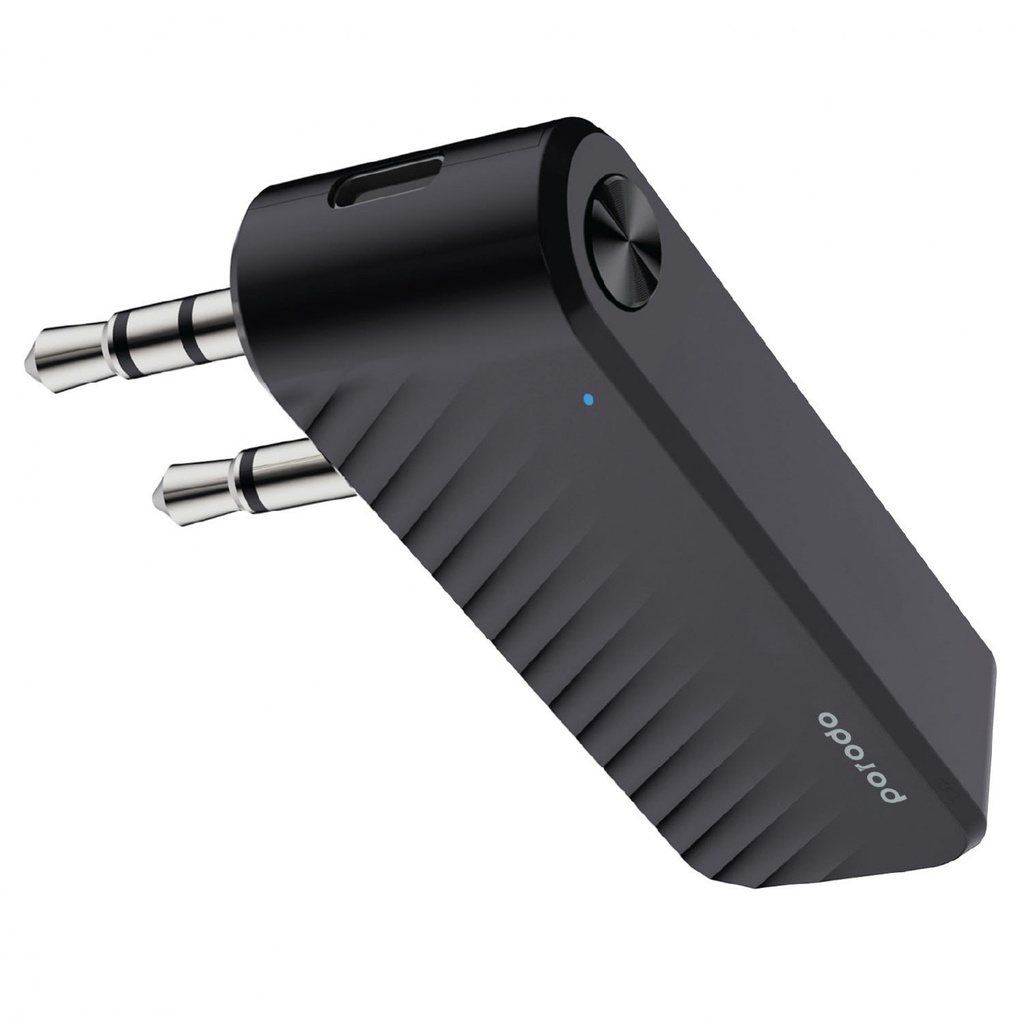 PORODO BLUETOOTH AUDIO TRANSMITTER DUAL AUX JACK WITH BUILT IN BATTRY BLACK PD-BTATR-BK