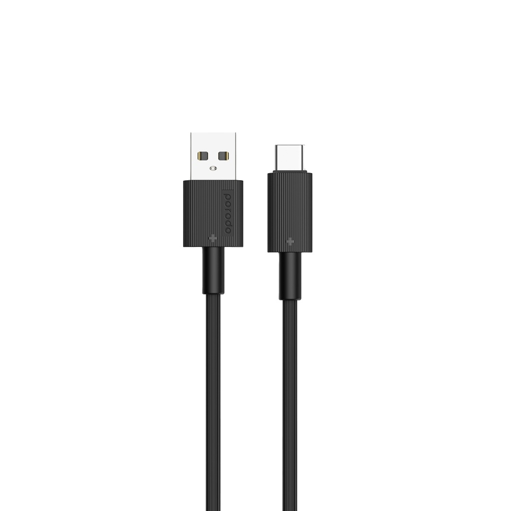 PORODO USB A TO USB C DURABLE CHARGING CABLE 1.2M BLACK PD-CBL0001-BK