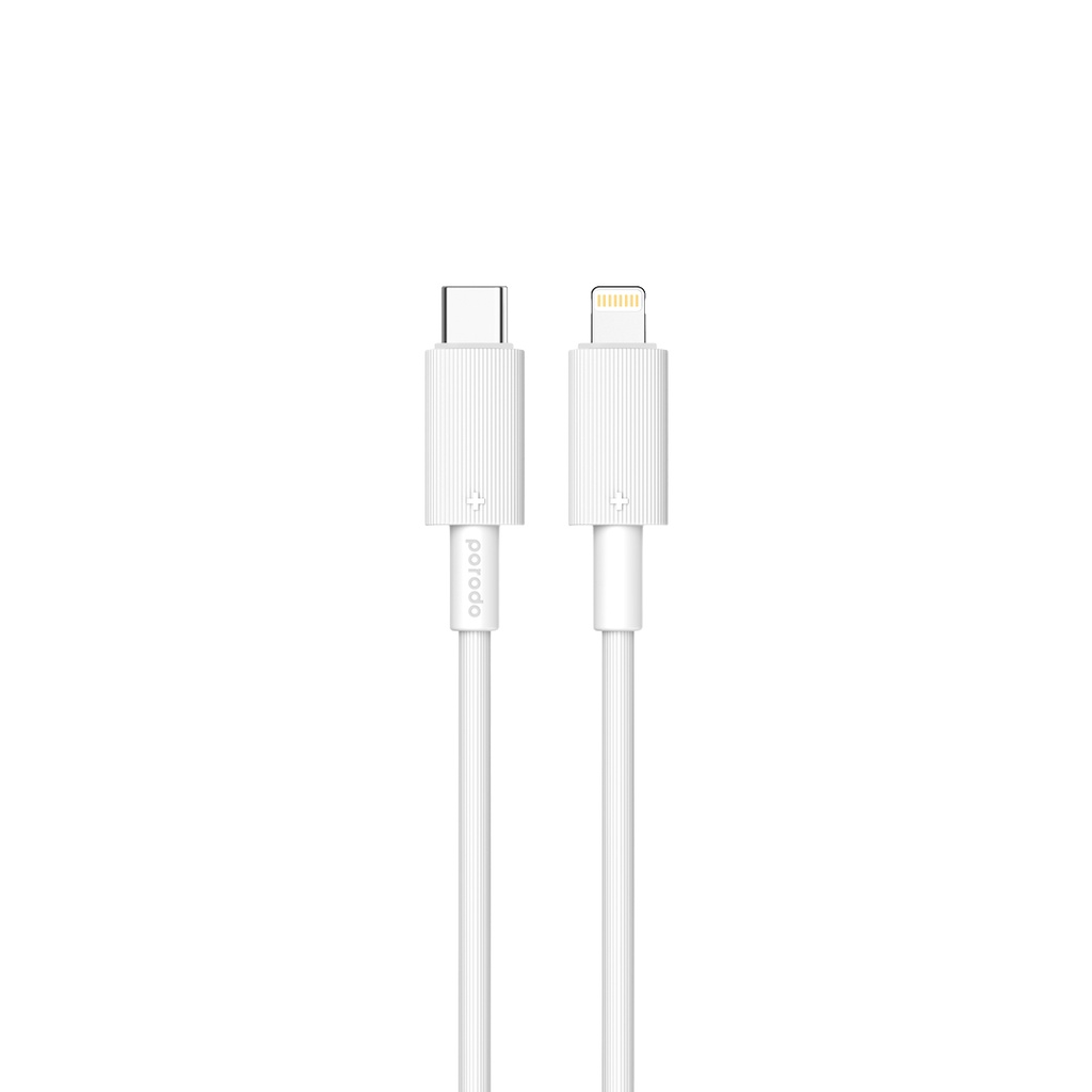PORODO USB C TO LIGHTNING DURABLE CHARGING CABLE 1.2M WHITE PD-CBL0004-WH