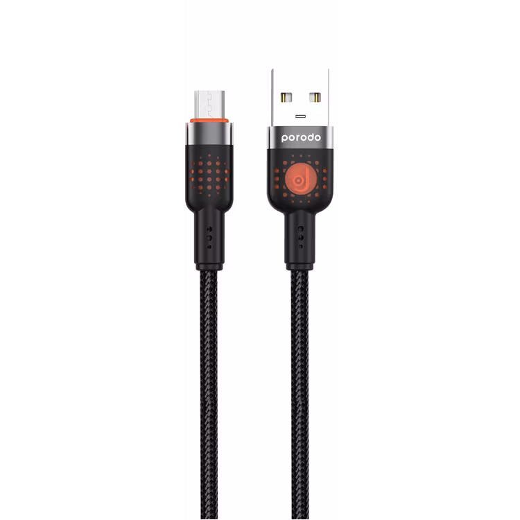PORODO USB A TO MICRO USB BRAIDED CABLE 1.2M BLACK PD-CBL-0011-BK