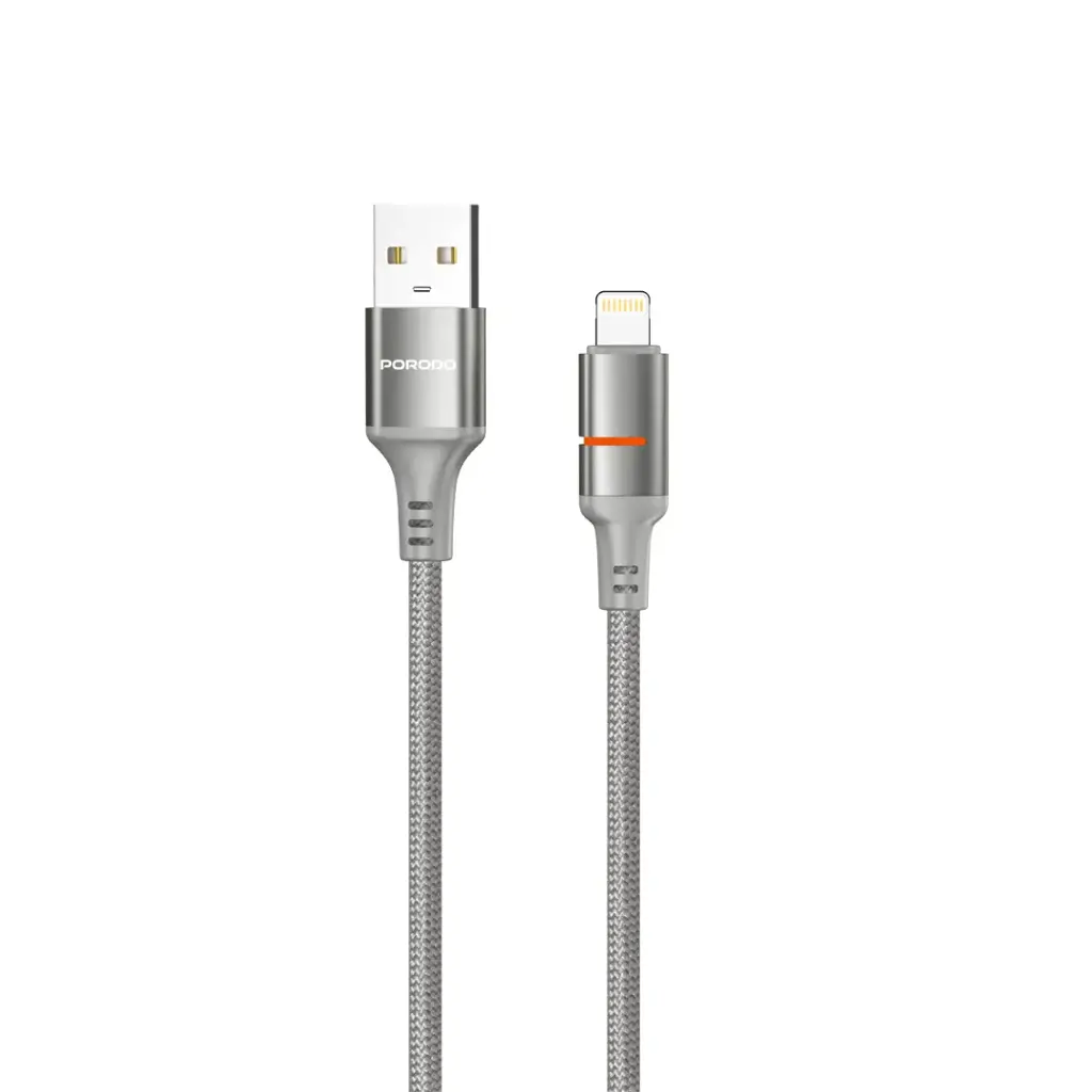 PORODO USB A TO LIGHTNING LED LIGHT CABLE 1.2M GRAY PD-CBL0027-GY-L