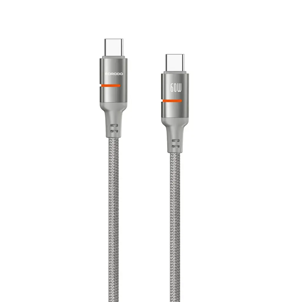 PORODO USB C TO USB C LED LIGHT CABLE 1.2M DESERT TITANIUM PD-CBL0028-GY-C