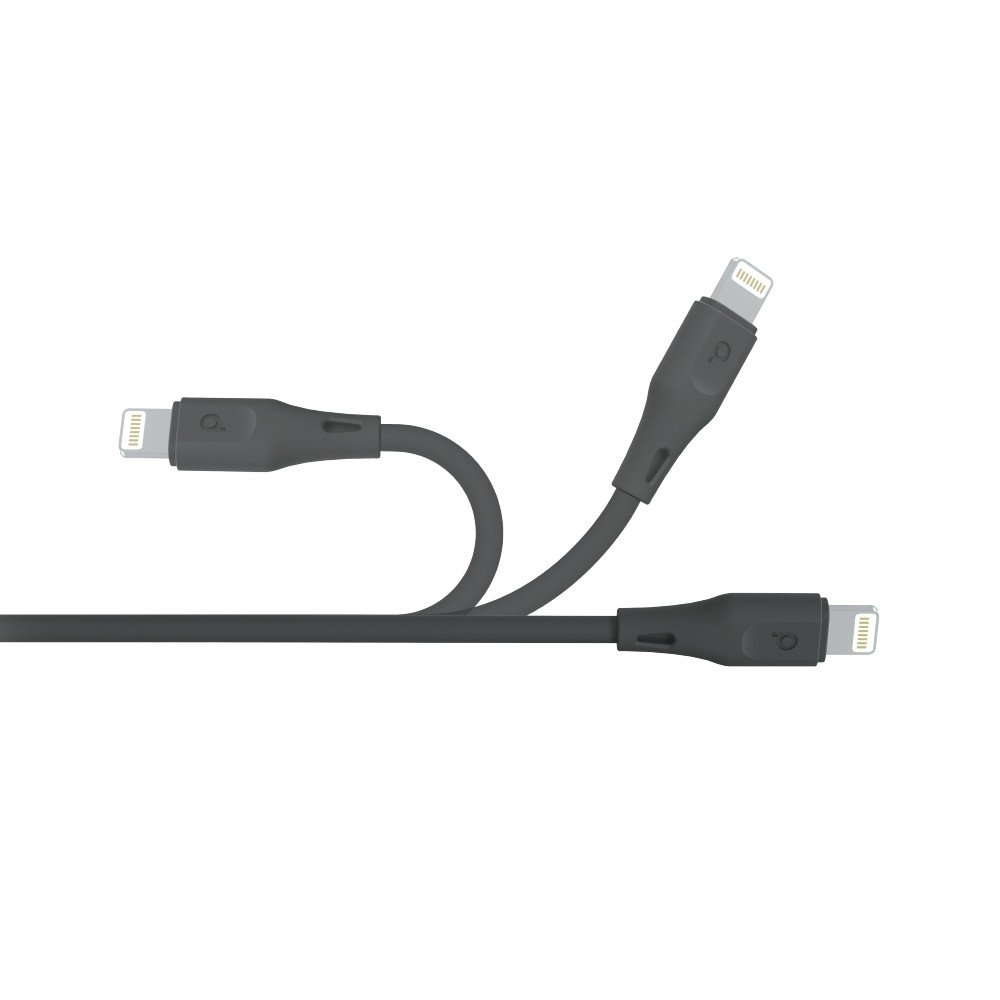PORODO USB CABLE LIGHTNING CONNECTOR COMBO DURABLE FAST CHARGE AND DATA CABLE 0.6M+1.2M+1.8M BLACK PD-COLX3-BK