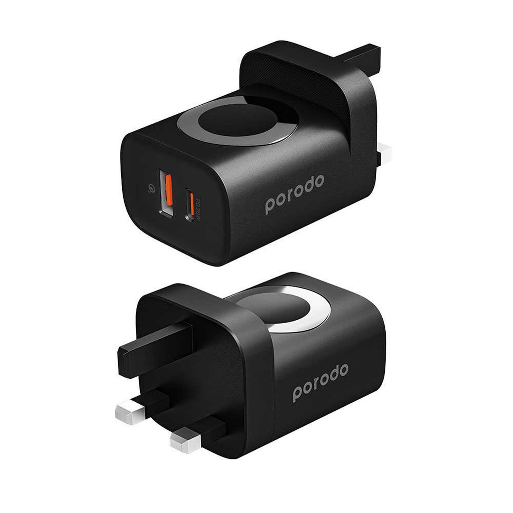 PORODO DUAL PORT MULTI DEVICR WALL CHARGER BLACK PD-FWCH016-BK