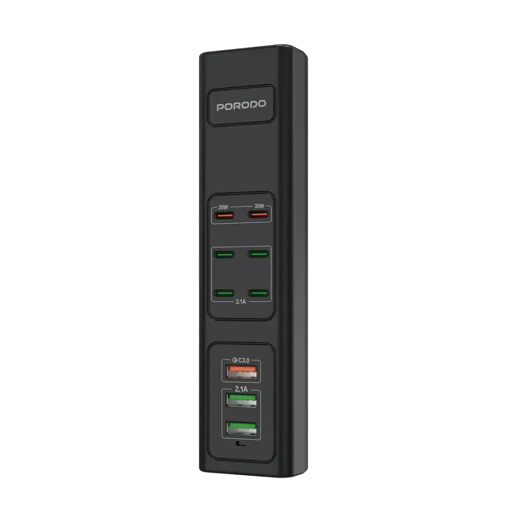 PORODO 85W MULTI PORT USB CHARGING HUB BLACK PD-FWCH031-BK