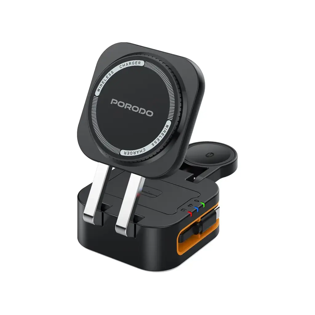 PORODO POCKET SIZED FOLDING WIRELESS CHARGER BLACK PD-FWCH061-BK