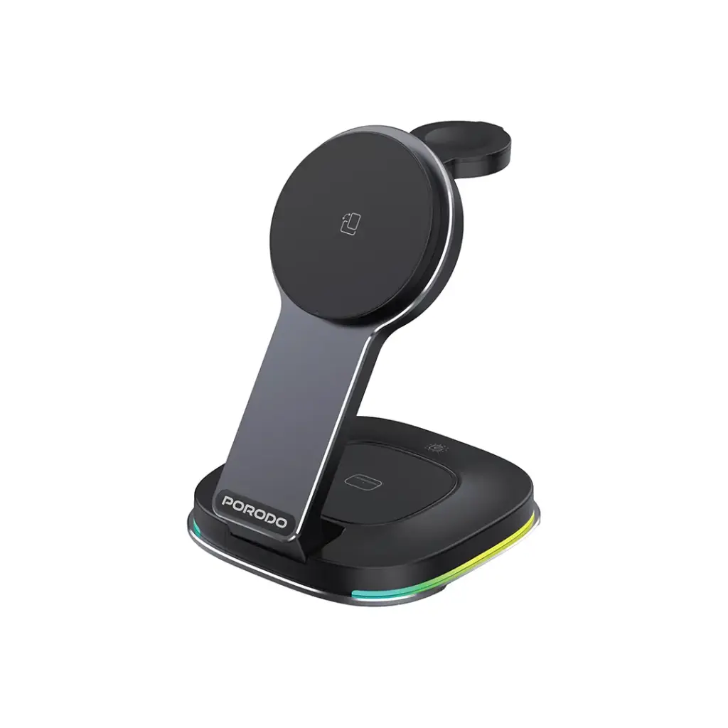 PORODO COMPACT FOLDING WIRELESS CHARGING STAND BLACK PD-FWCH063-BK