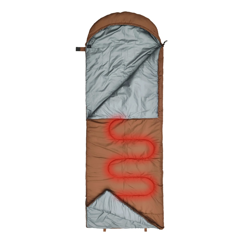 PORODO LIFESTYLE CAMPING SLEEPING BAG WITH HEAT FUNCTION BROWN PD-LFST024-BR