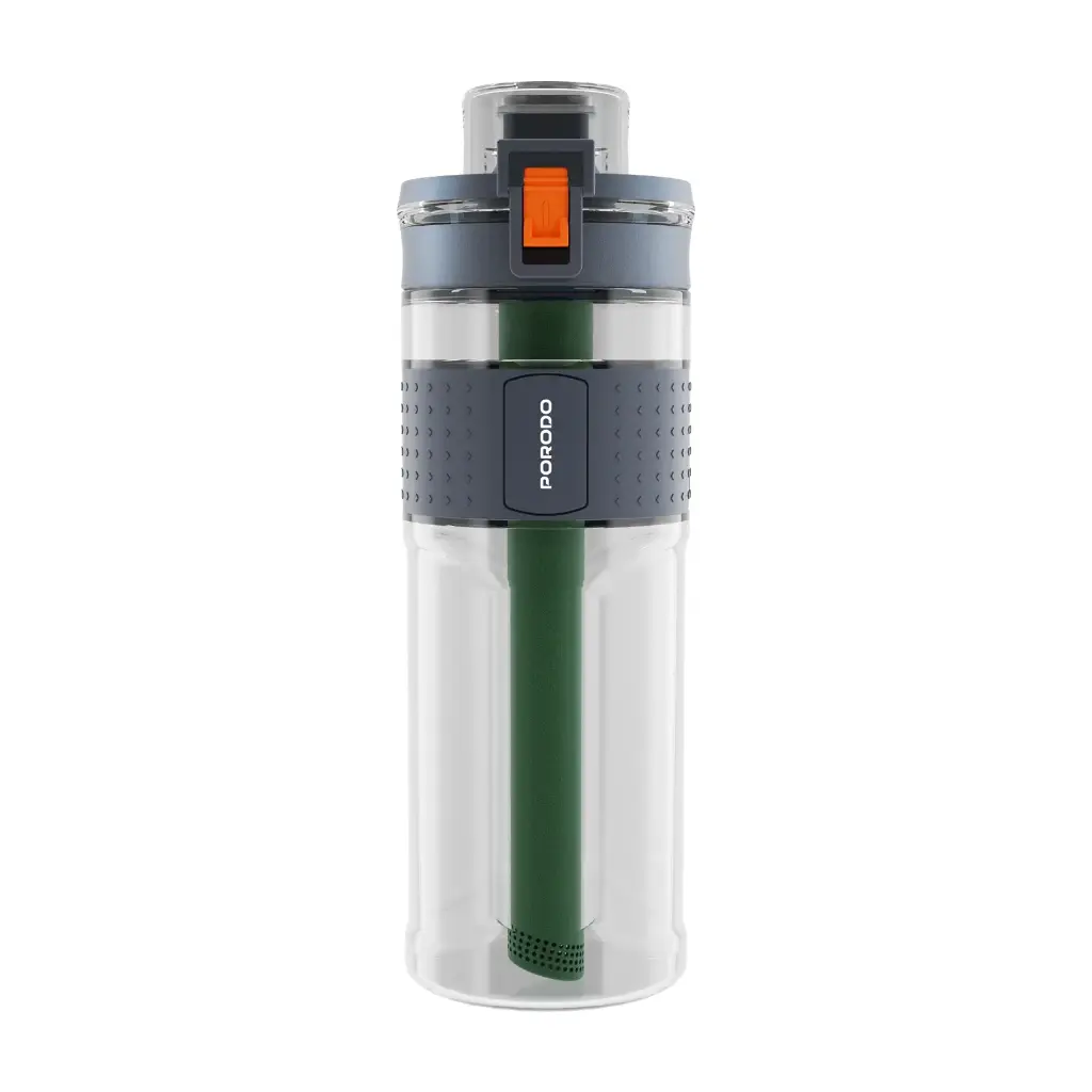 PORODO LIFESTYLE 2 STAGE FILTRATION WATER BOTTLE 600ML BLACK PD-LFST079-BK
