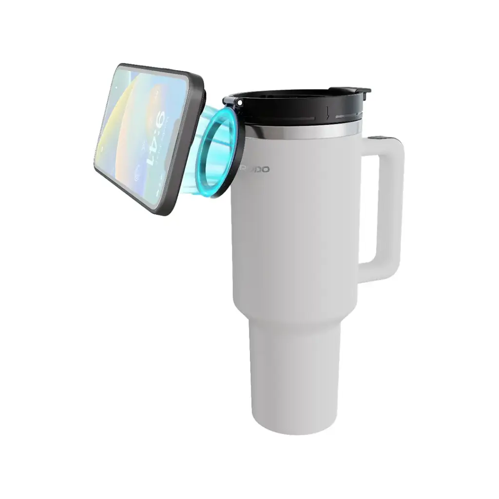 PORODO LIFESTYLE HYDRATE & HOLD MAGNETIC MOUNT 40OZ INSULATED TUMBLER WHITE PD-LFST147-WH