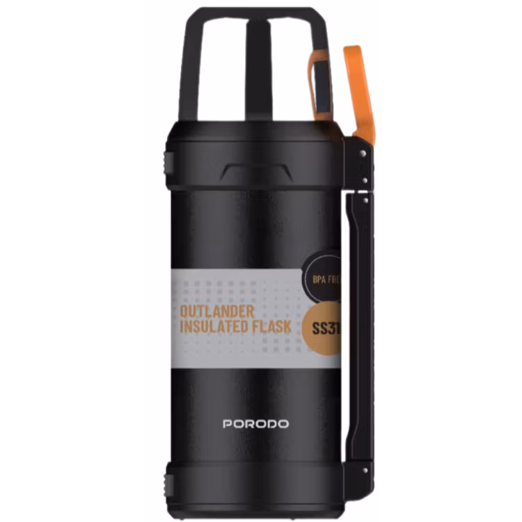 PORODO LIFESTYLE OUTLANDER INSULATED FLASK 2L BLACK PD-LFST156-BK