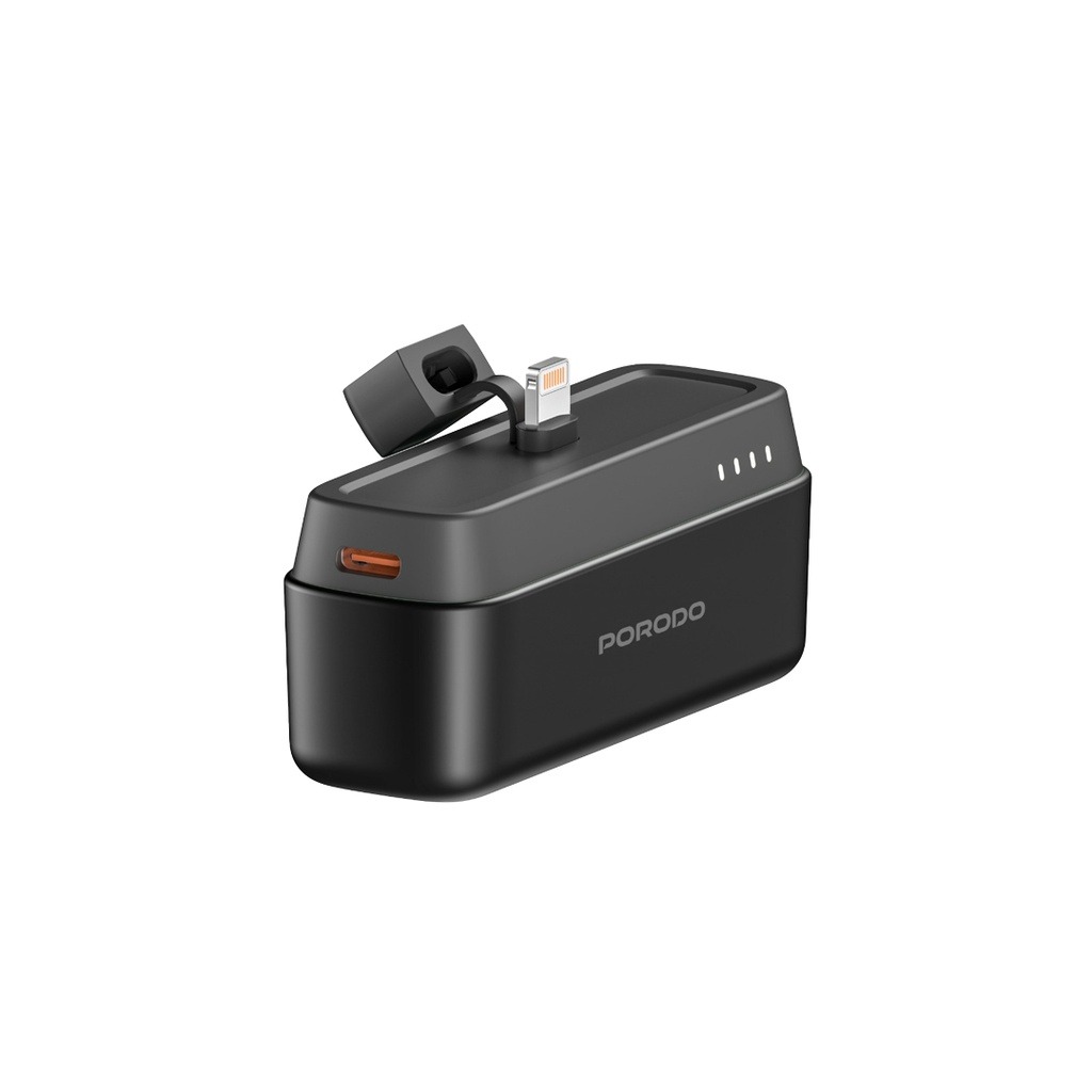 PORODO 5000MAH POWERBANK WITH LIGHTNING CONNECTOR BLACK PD-PBFCH049-BK