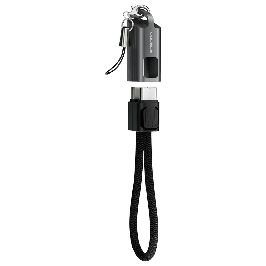 PORODO CHARGELOOP KEYCHAIN USB C TO USB C DATA CABLE BLACK PDCBL0047BK